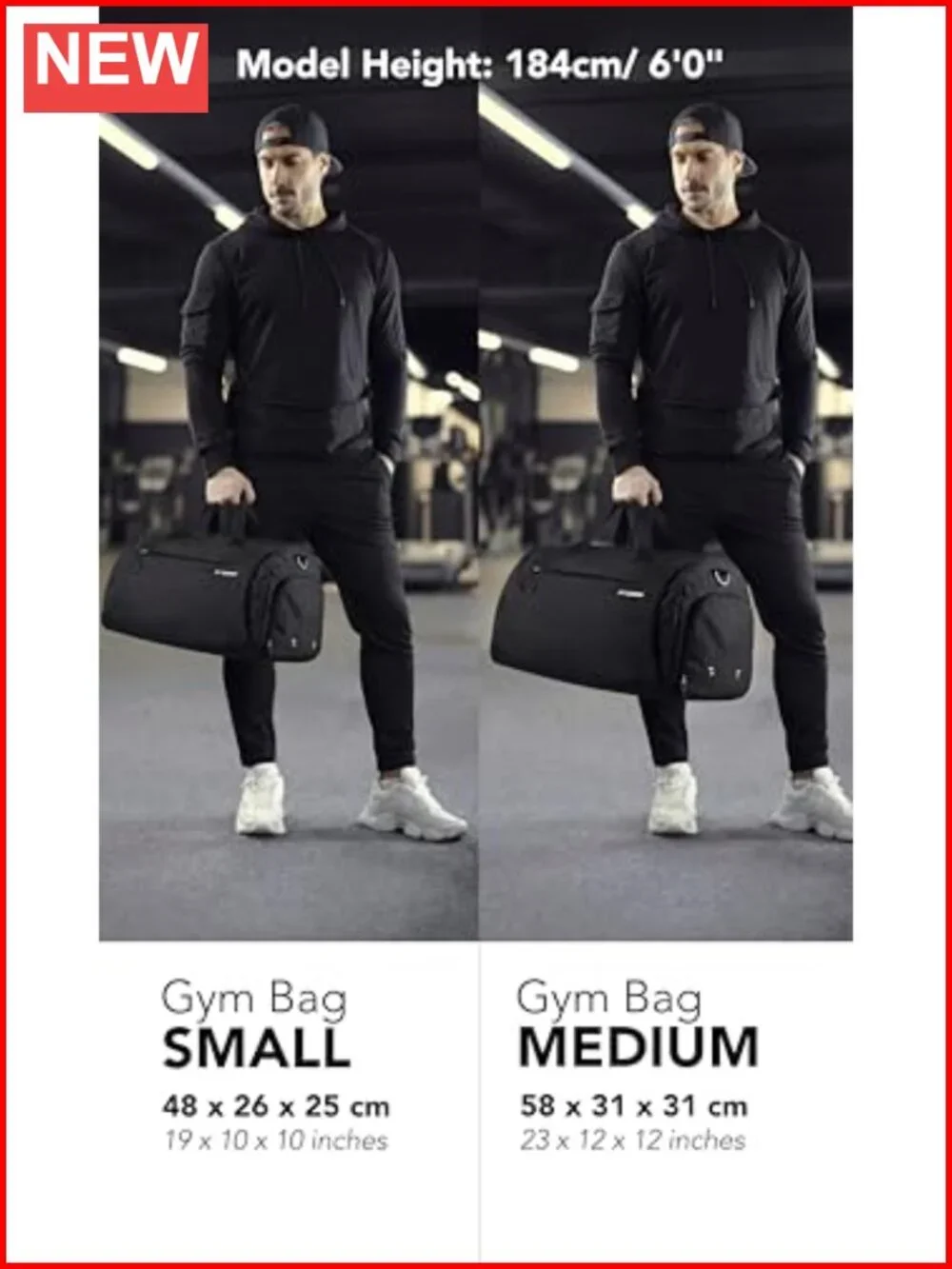 Duffle Bag for Men & Women with Shoe & Wet Compartment, Travel Sports Gym